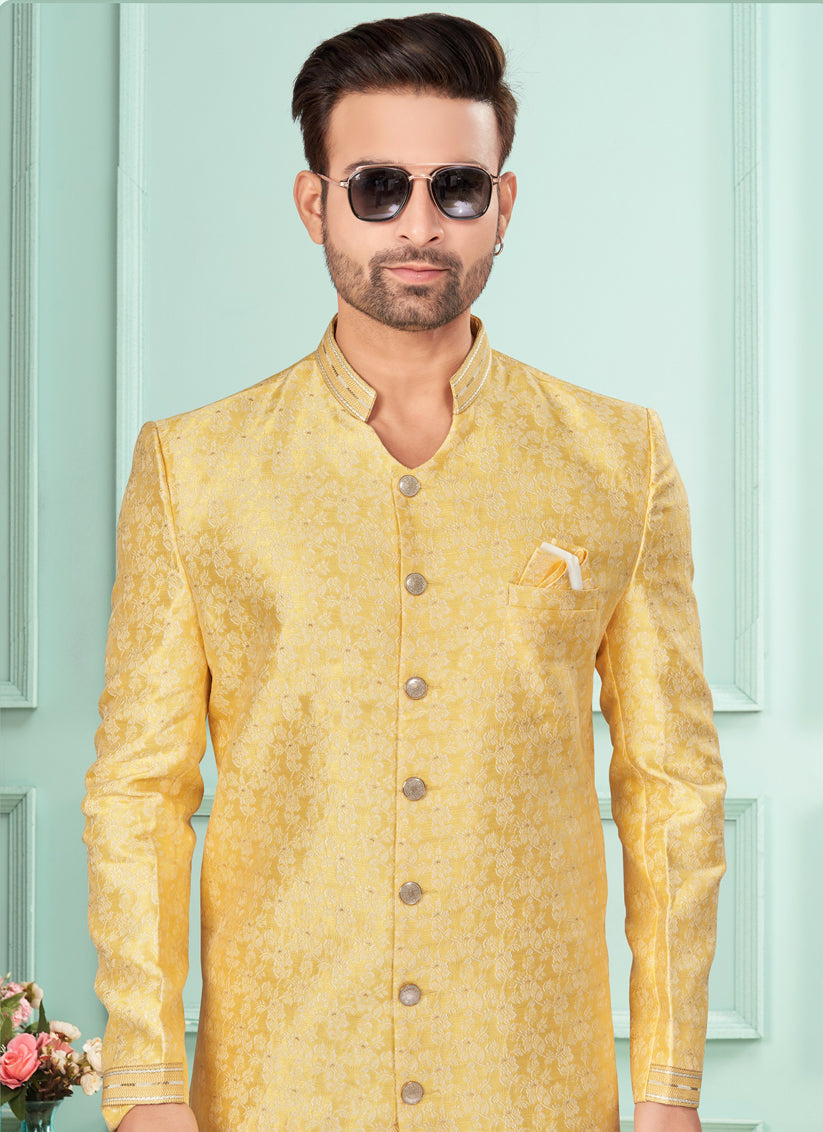 Yellow Mens Indo Western Suit