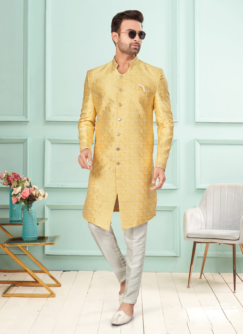 Yellow Mens Indo Western Suit