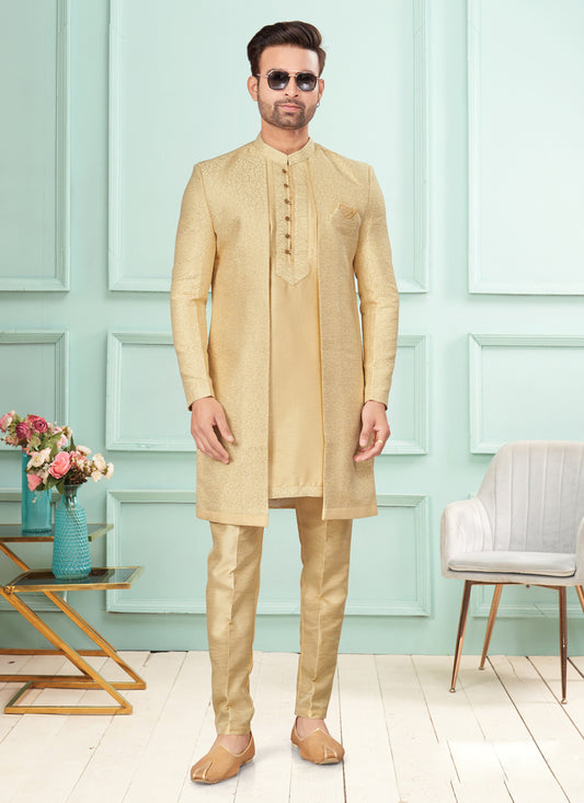 Beige Mens Indo Western Suit