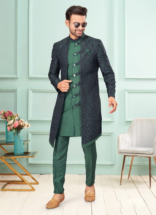 Green Mens Indo Western Suit
