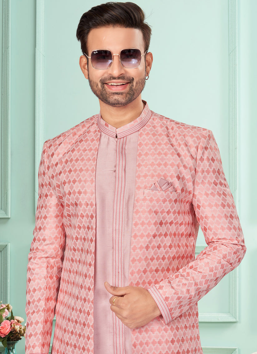 Pink Mens Indo Western Suit