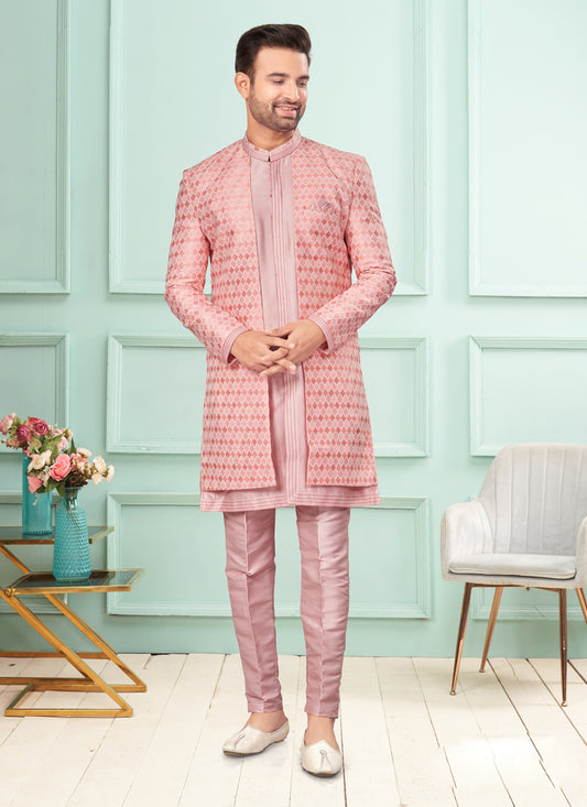 Pink Mens Indo Western Suit
