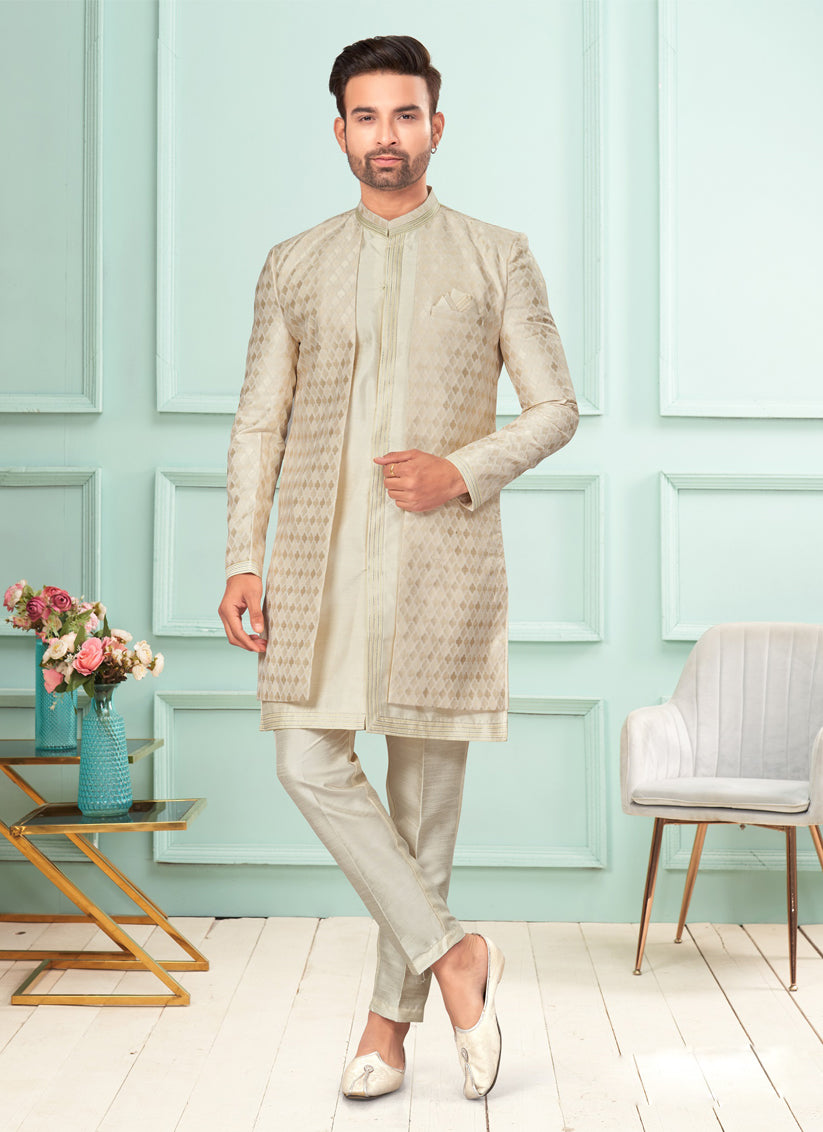 Cream Mens Indo Western Suit