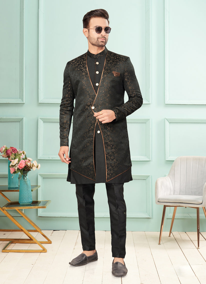 Black Mens Indo Western Suit