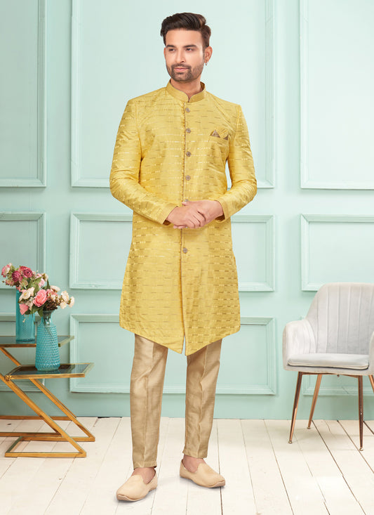 Yellow Mens Indo Western Suit