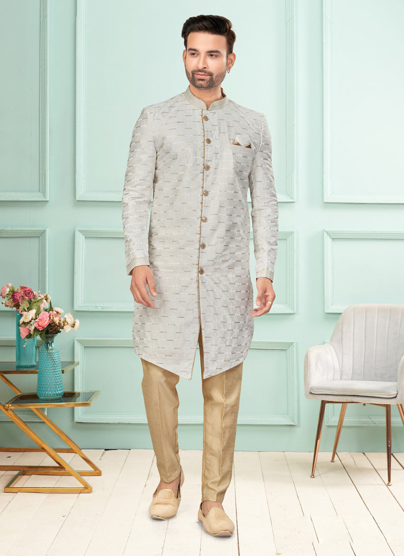 Off White Mens Indo Western Suit