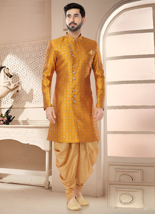 Golden Yellow Designer Semi Indo Western