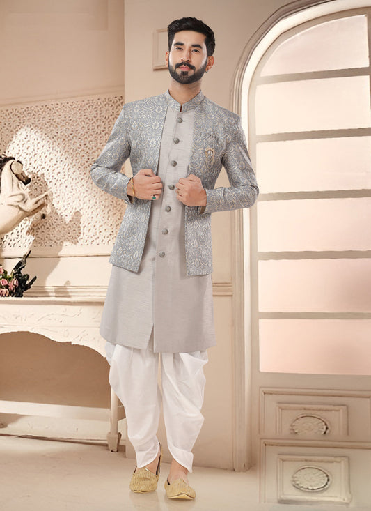 Grey Designer Semi Indo Western