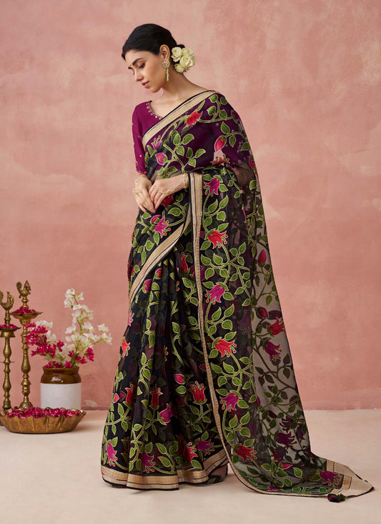 Black Brasso Embroidered Saree