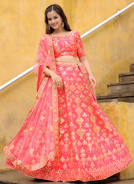 Peach Heavy Lehenga Choli Set for Festival