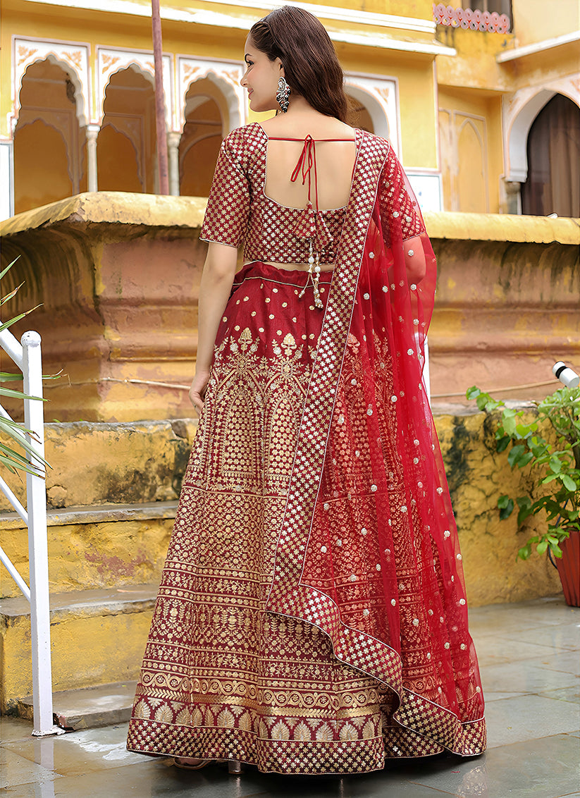Maroon Heavy Lehenga Choli Set for Festival