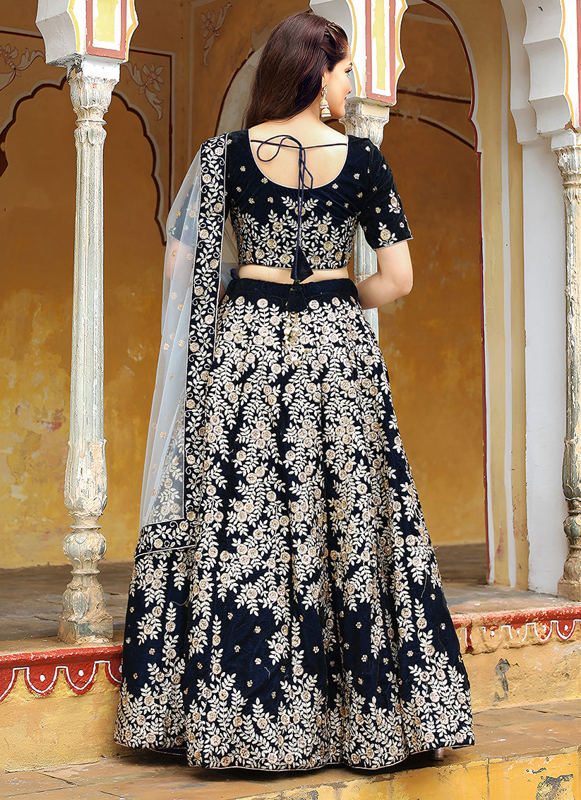 Navy Blue Heavy Lehenga Choli Set for Festival