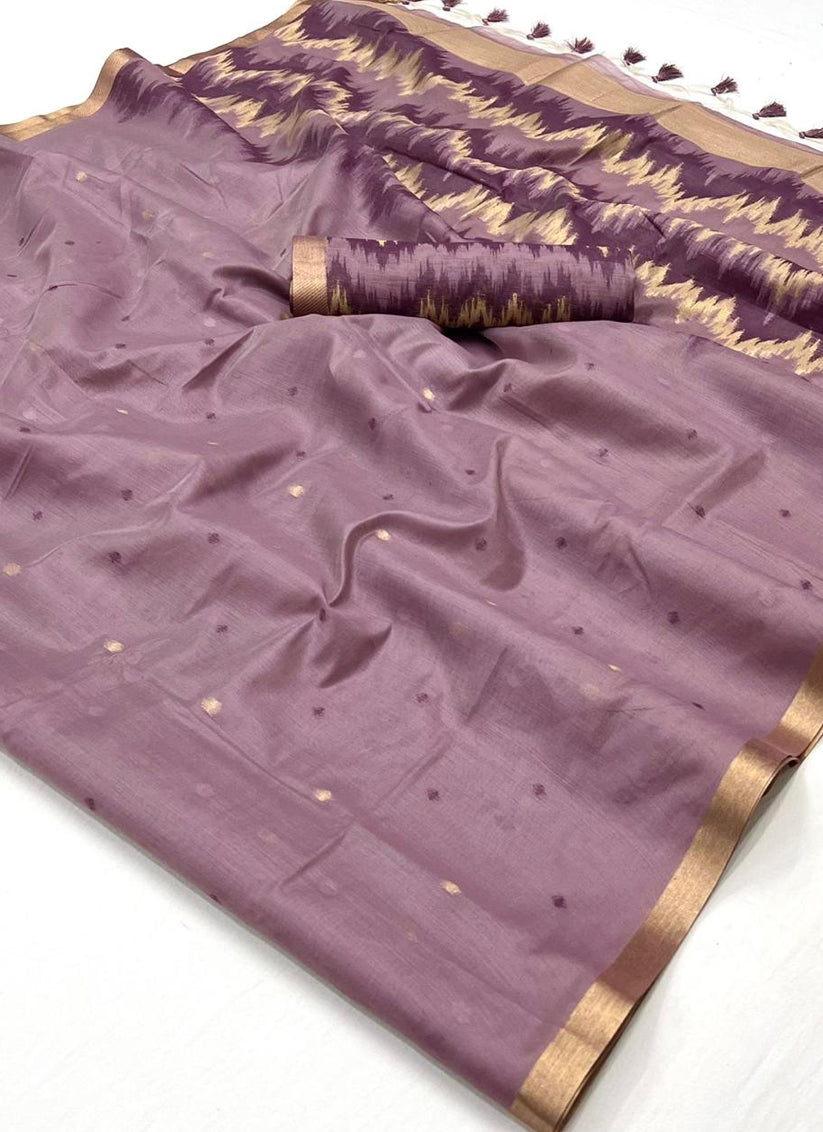 Mauve Spun Handloom Silk Weaving Festival Saree