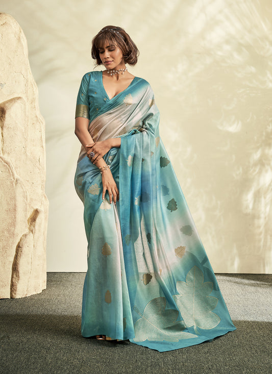 Firozi Handloom Cotton Silk Embellished Saree