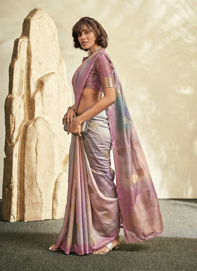 Dusty Pink Handloom Cotton Silk Embellished Saree