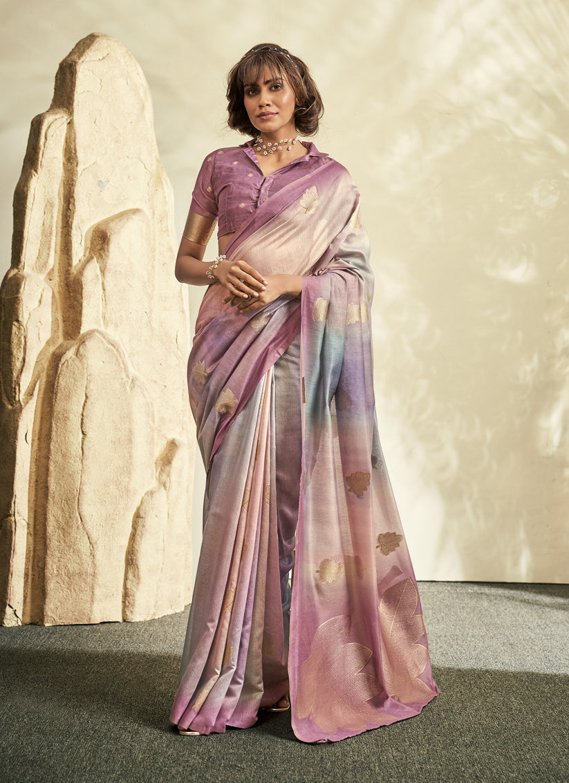 Dusty Pink Handloom Cotton Silk Embellished Saree