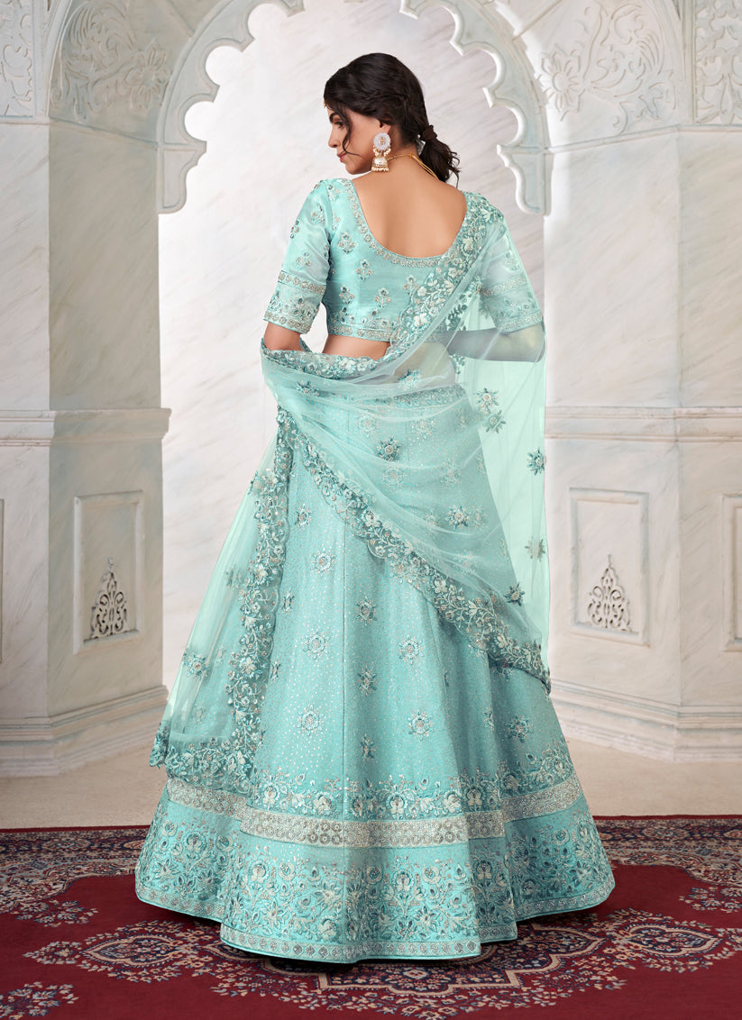 Blue Wedding Wear Lehenga Choli Set