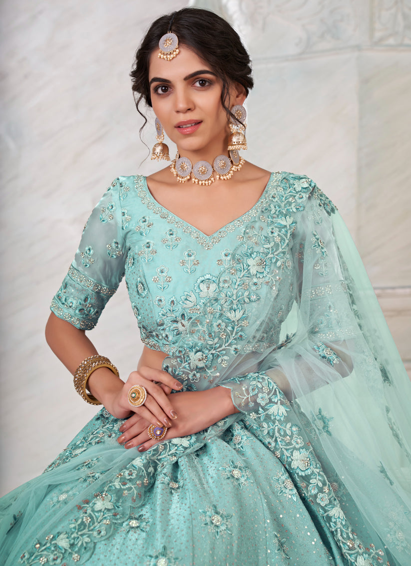 Blue Wedding Wear Lehenga Choli Set