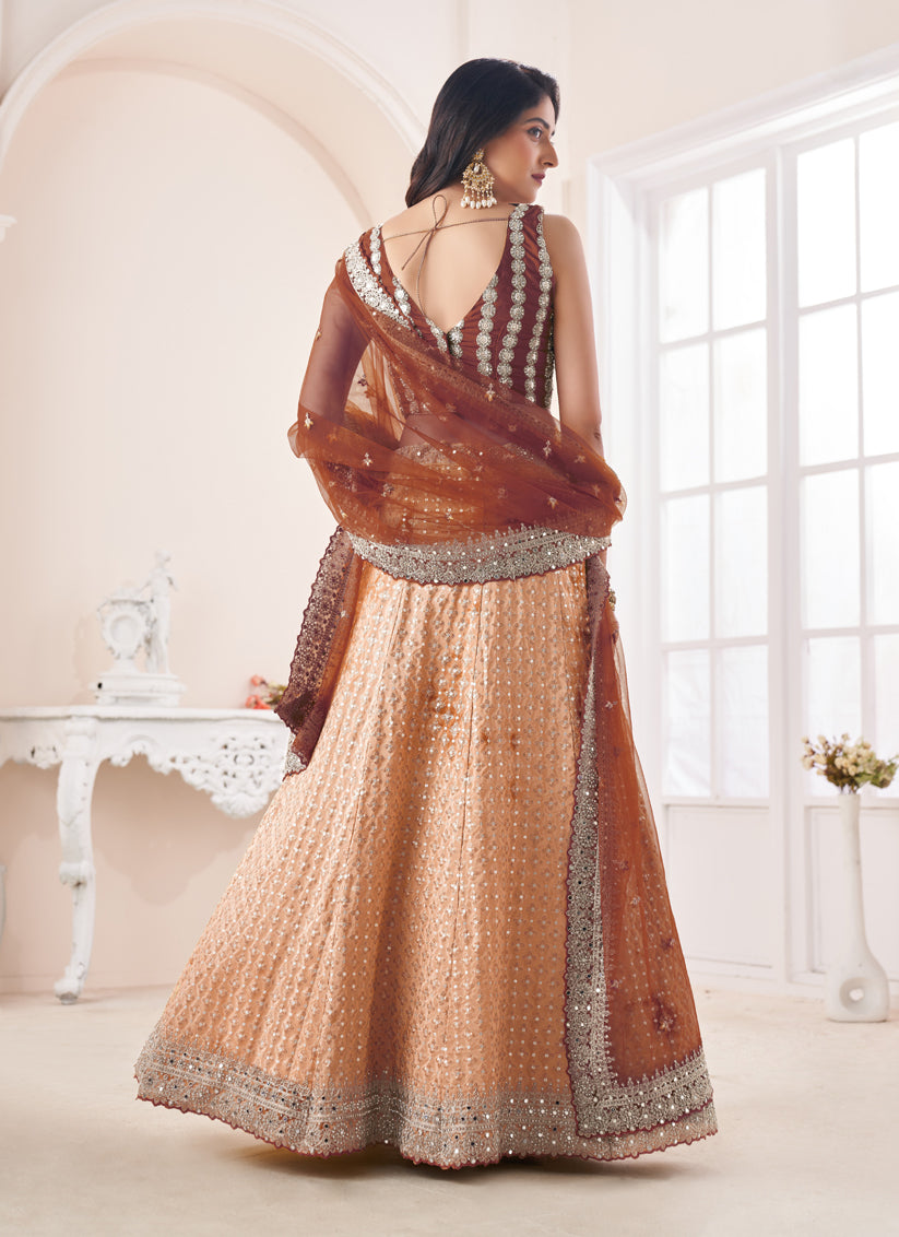 Pink Crepe Wedding Wear Lehenga Choli Set