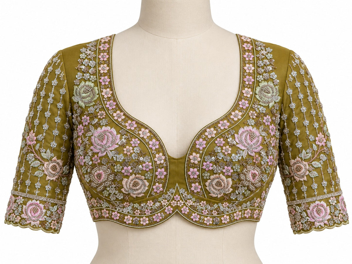 Lemon Floral Heavy Bridal Net Lehenga Choli