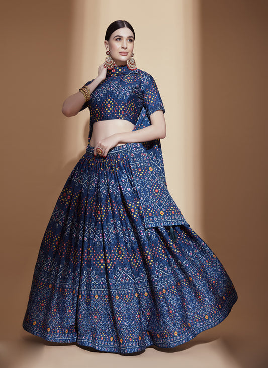 Indigo Blue Chinnon Embellished Designer Lehenga Choli