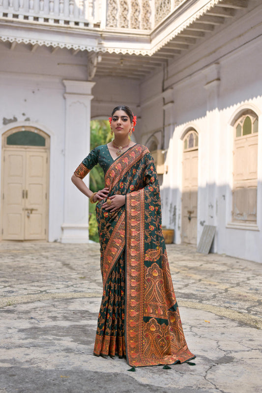 Green Pashmina Silk Designer Saree for Functions