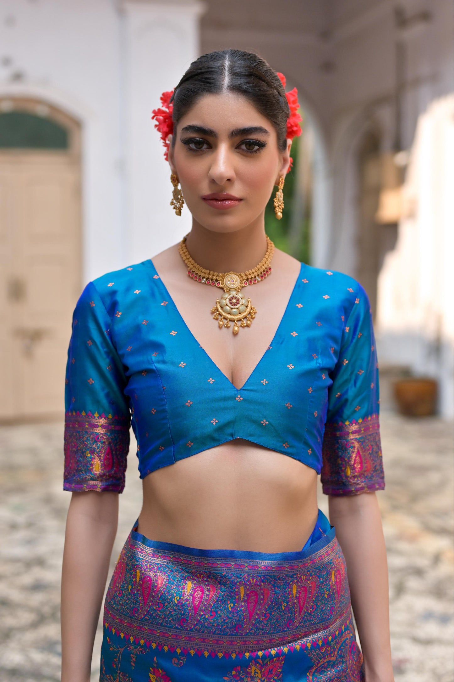 Firozi Pashmina Silk Designer Saree for Functions