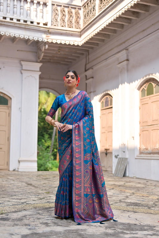 Firozi Pashmina Silk Designer Saree for Functions
