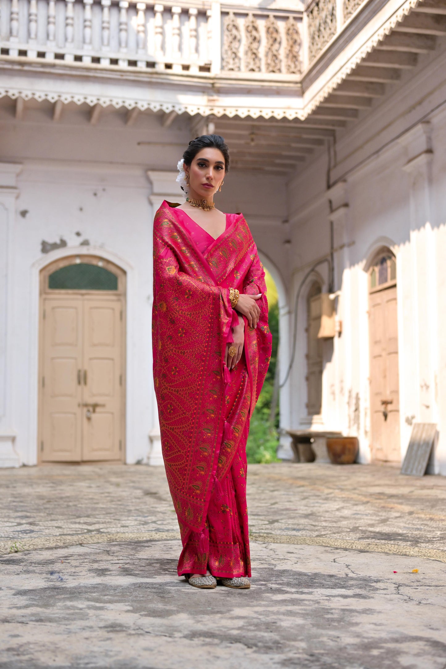 Pink Pashmina Silk Designer Saree for Functions