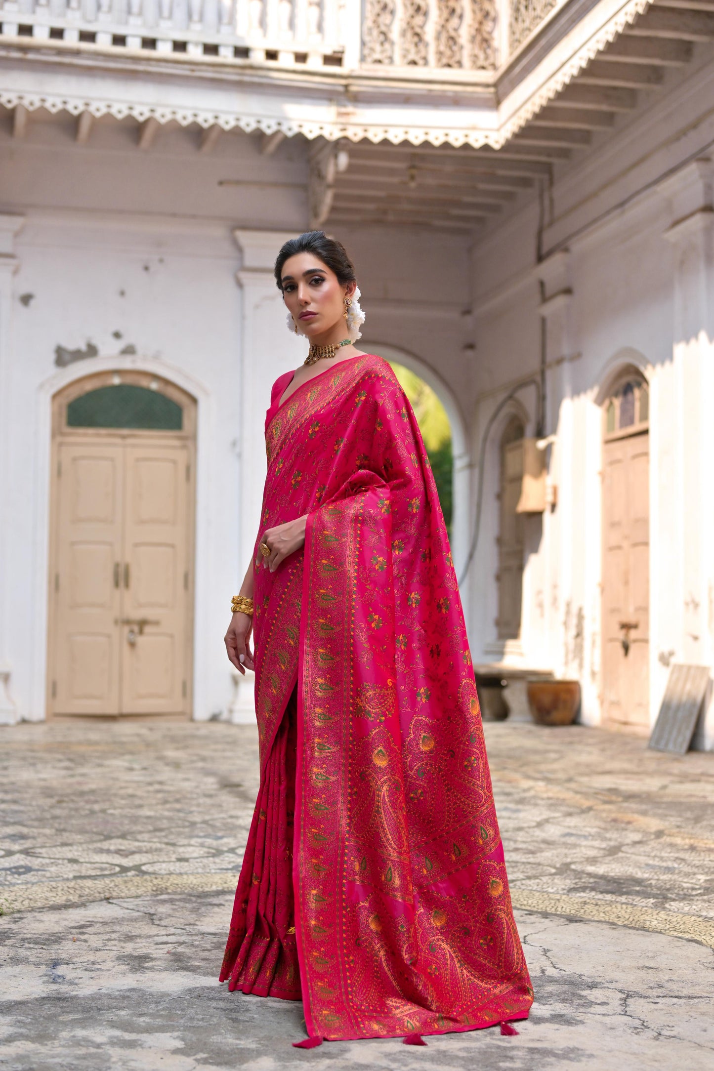 Pink Pashmina Silk Designer Saree for Functions