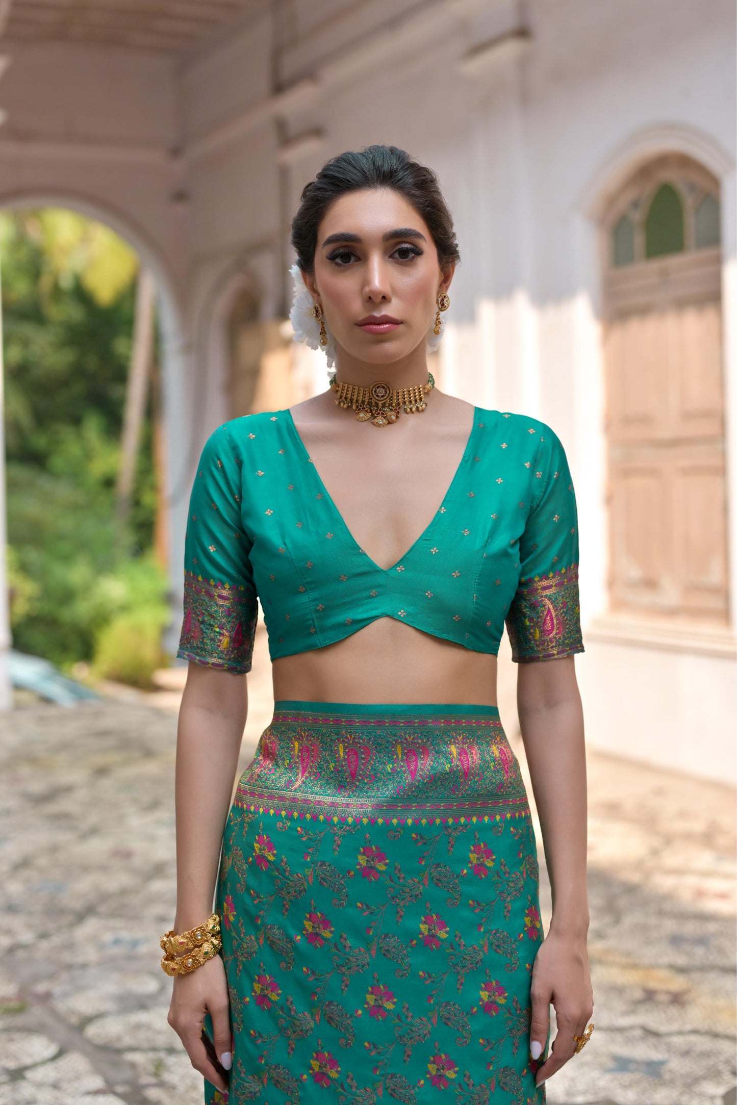 Rama Pashmina Silk Designer Saree for Functions