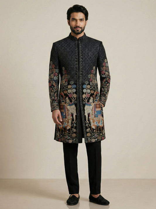 Black Velvet Ready Made Indo Western