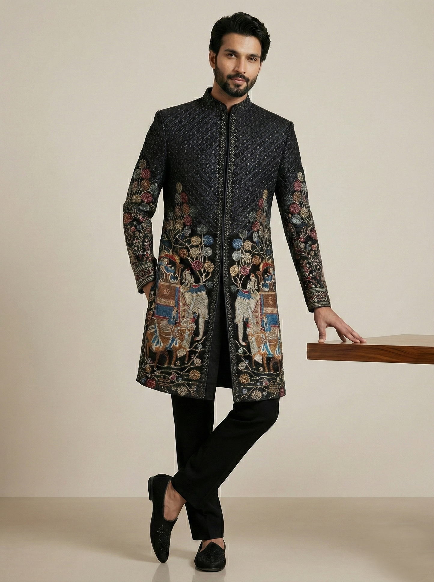 Black Velvet Ready Made Indo Western