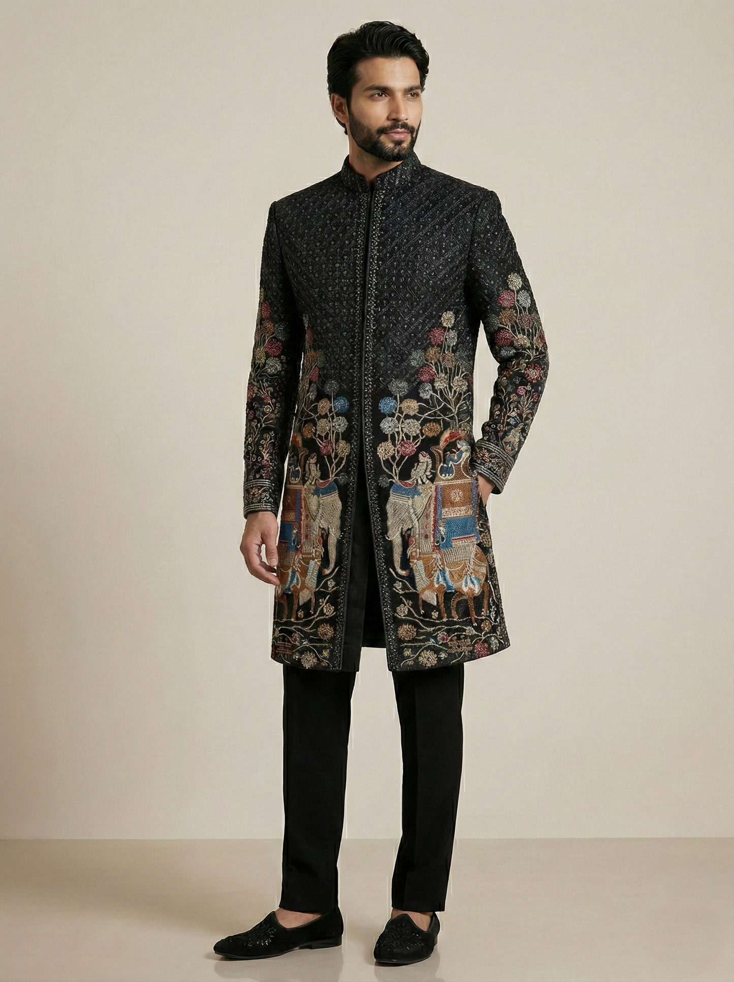 Black Velvet Ready Made Indo Western
