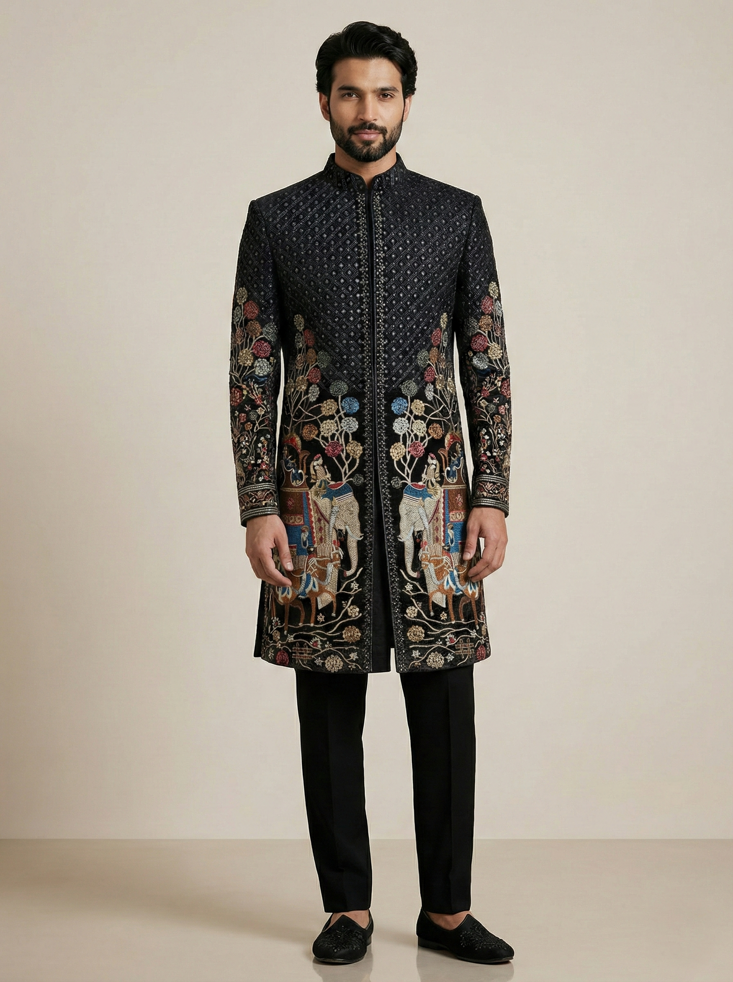 Black Velvet Ready Made Indo Western