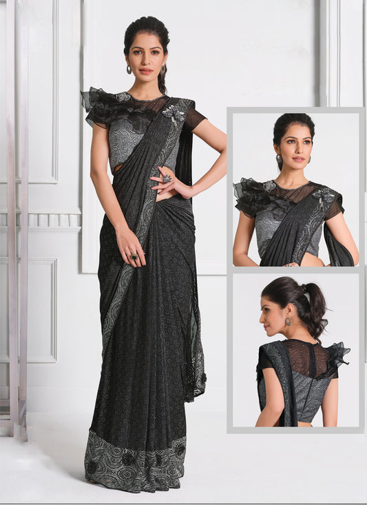 Black Designer Ready to Wear Saree