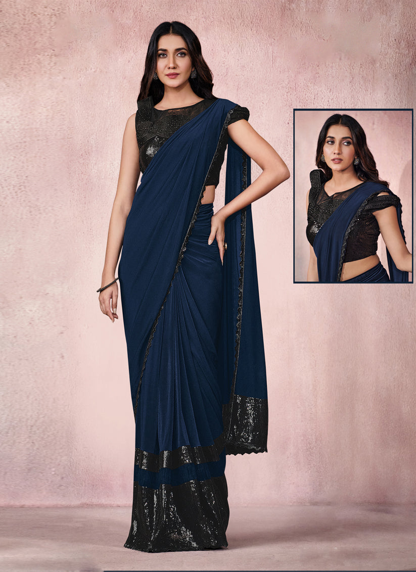 Navy Blue Designer Ready to Wear Saree