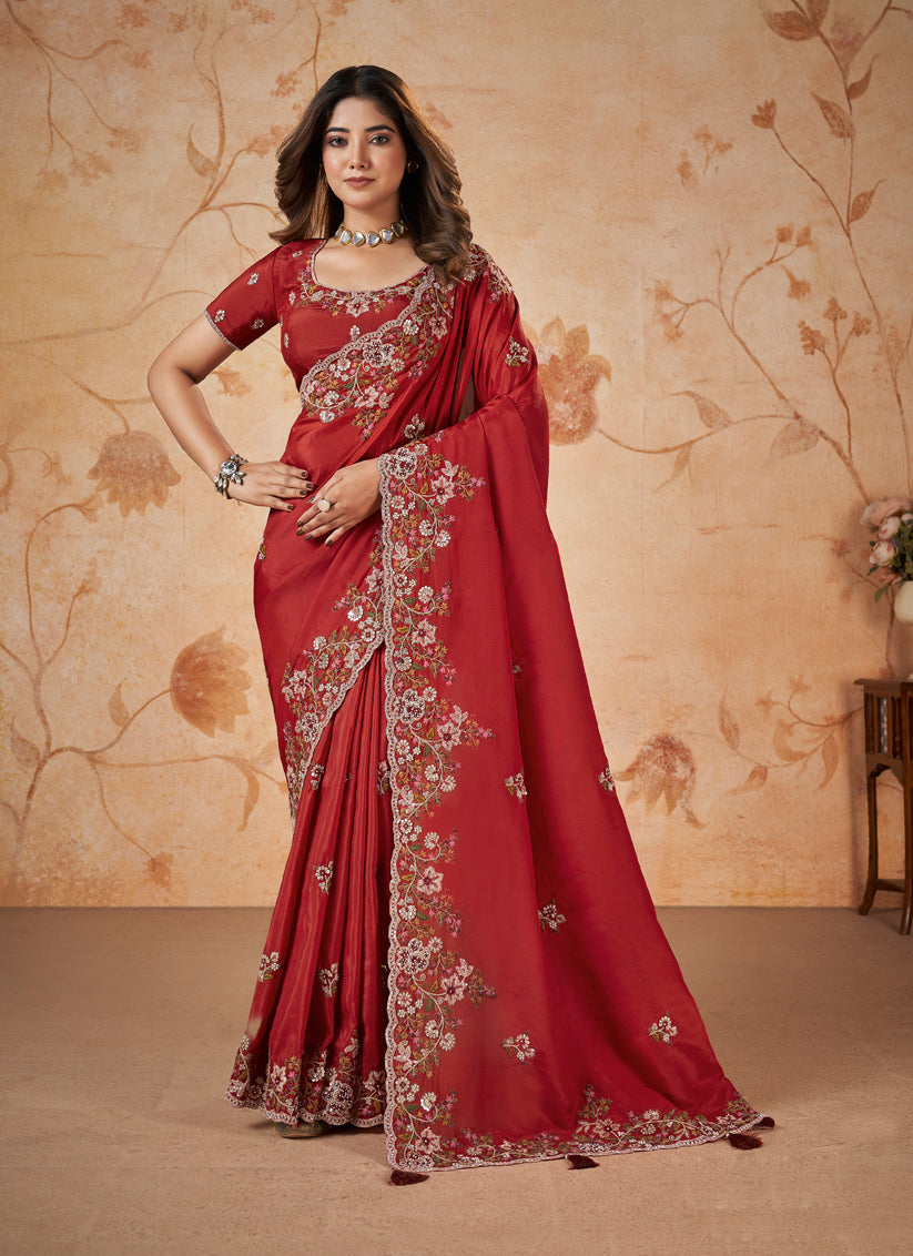 Red Designer Saree for Wedding