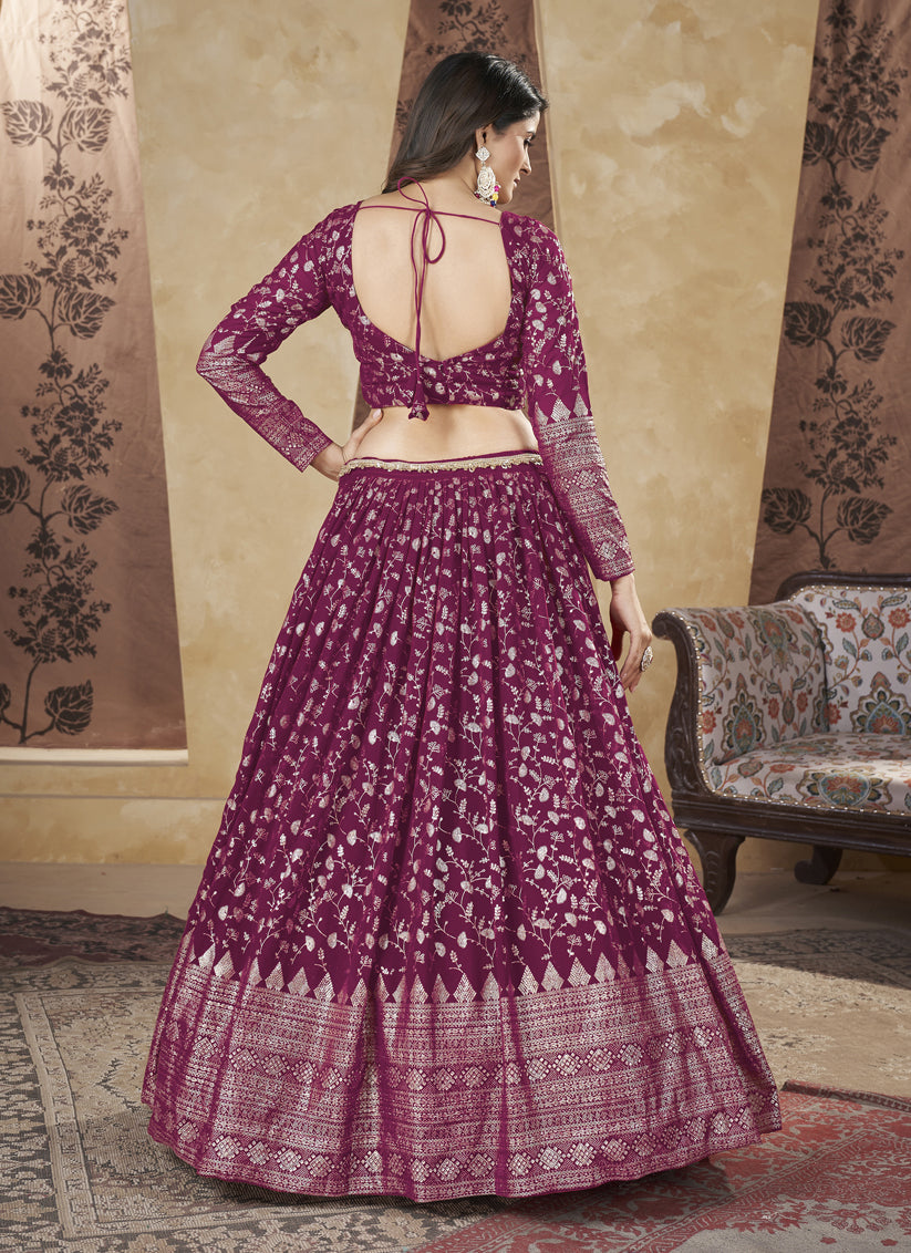 Magenta Georgette Lehenga Choli For Festival