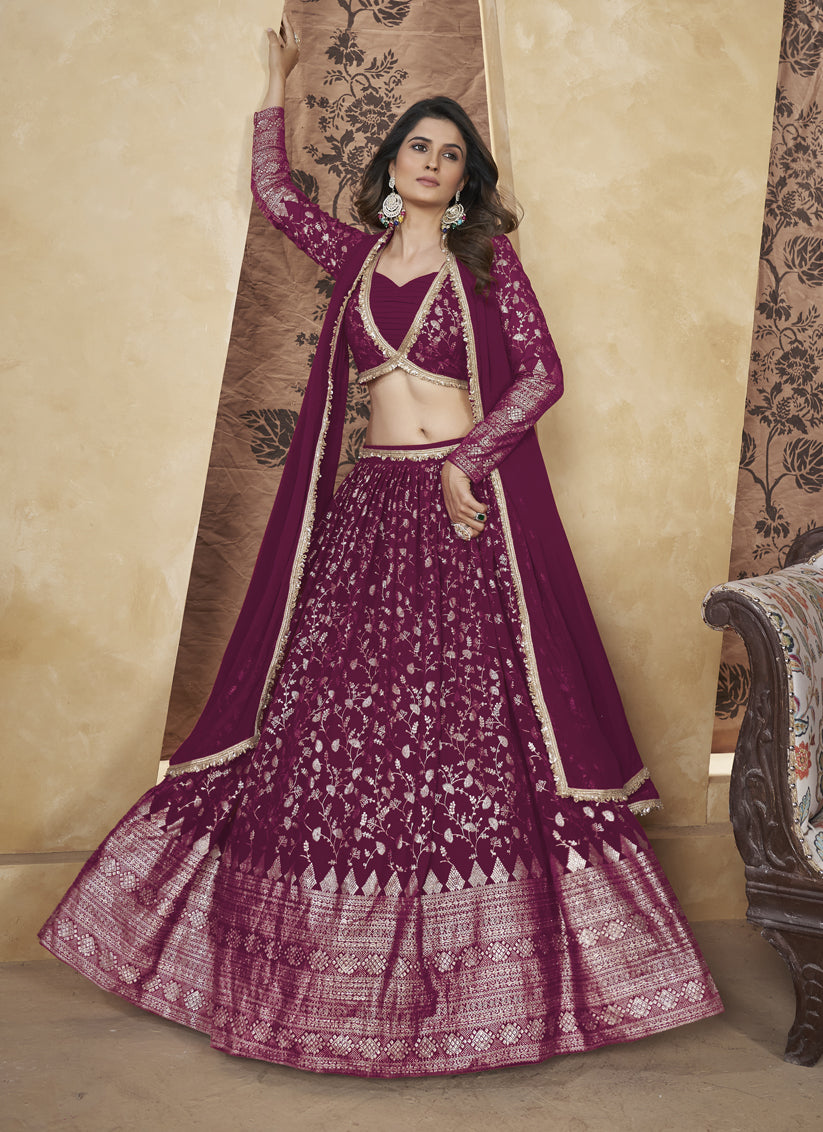 Magenta Georgette Lehenga Choli For Festival