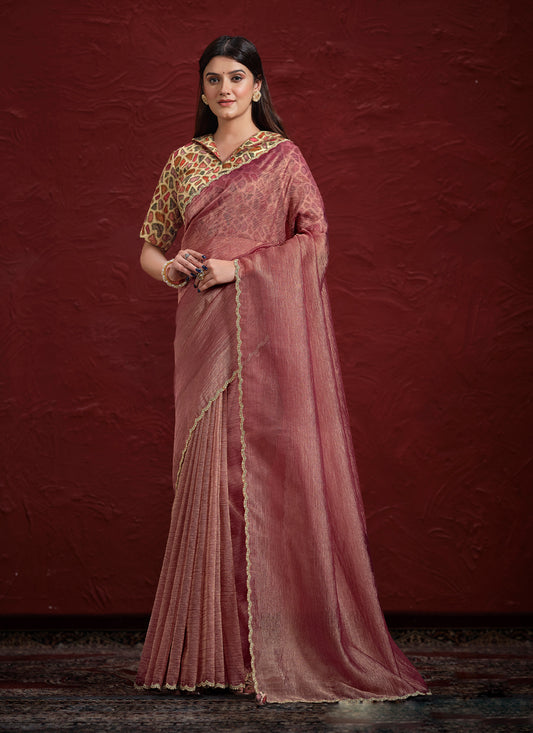 Old Rose Pure Banarasi Zari Designer Wedding Saree