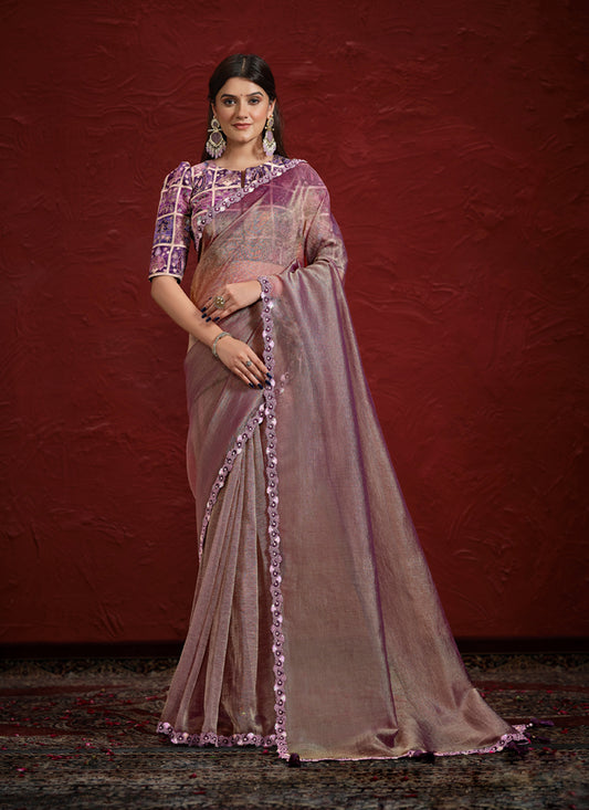 Mauve Pure Banarasi Zari Designer Wedding Saree