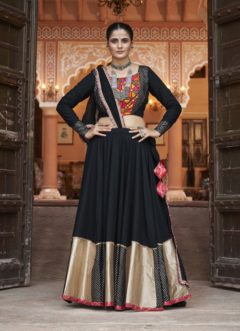 Balck Viscose Rayon Navratri Specials Chaniya Choli