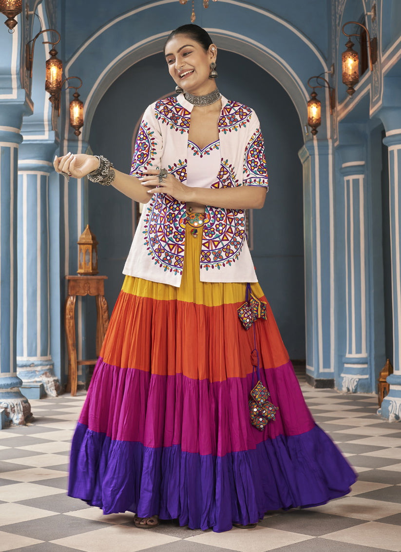 Multicolor Viscose Rayon Navratri Special Chaniya Choli