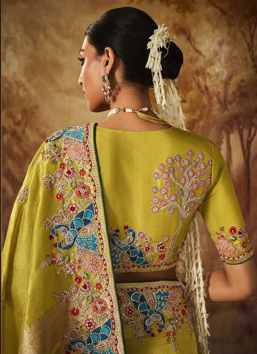Sunny Yellow Silk Embroidered Saree