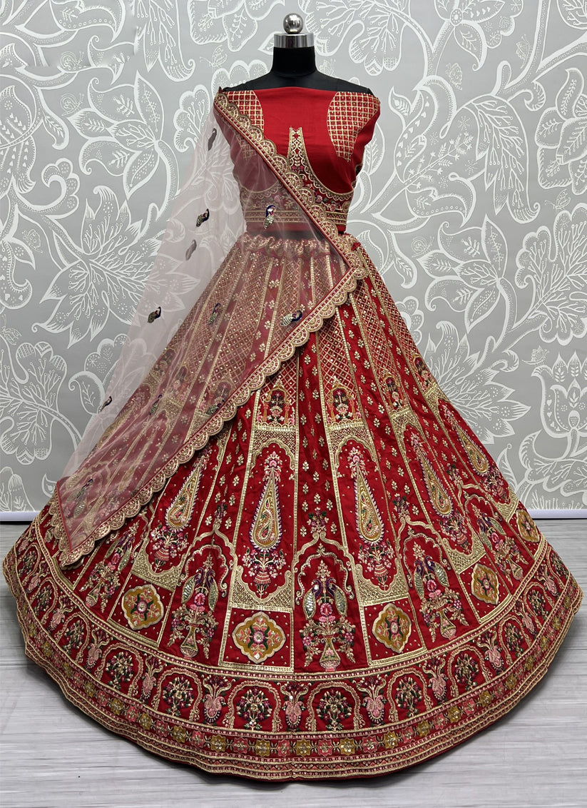 Red Heavy Silk Designer Lehenga Choli Set