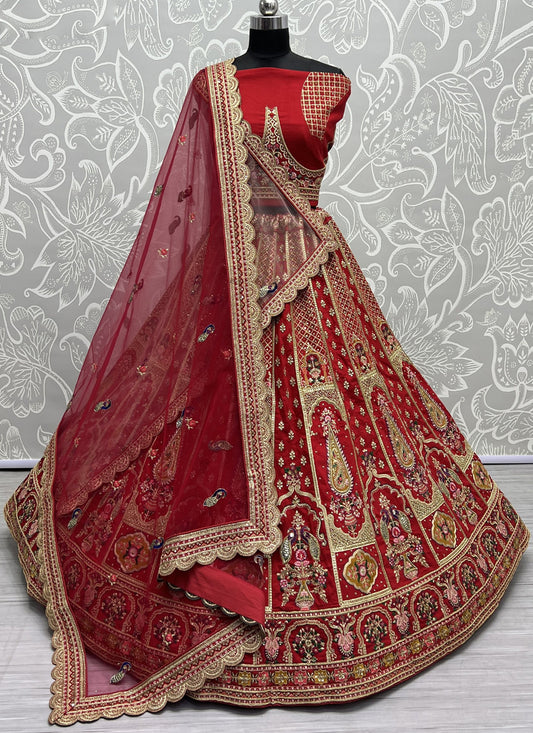 Red Heavy Silk Designer Lehenga Choli Set