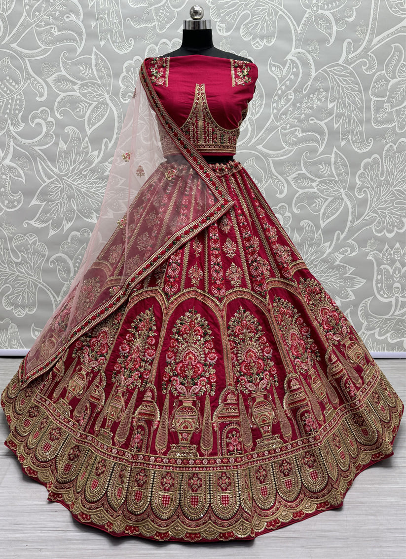Rani Pink Silk Heavy Designer Lehenga Choli Set