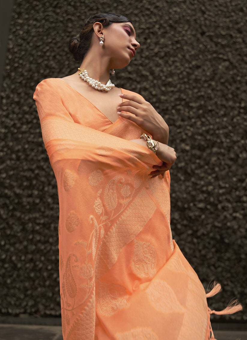 Orange Two Tone Silk Zari Woven Saree