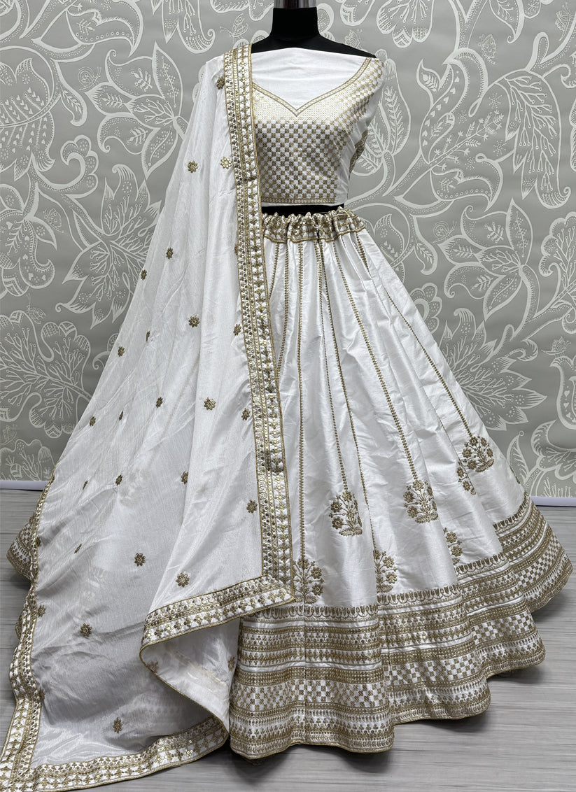 White Silk Heavy Designer Lehenga Choli Set